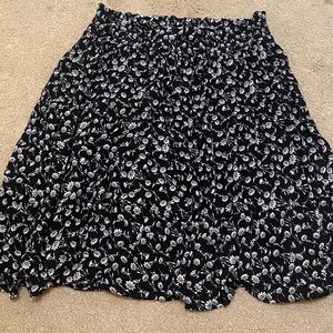 Black and White Floral Skirt